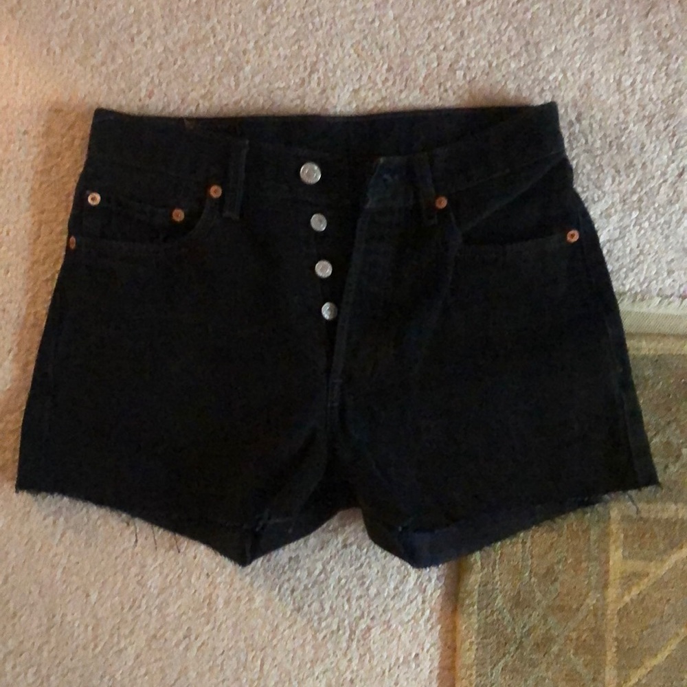 Black Levi cutoff shorts